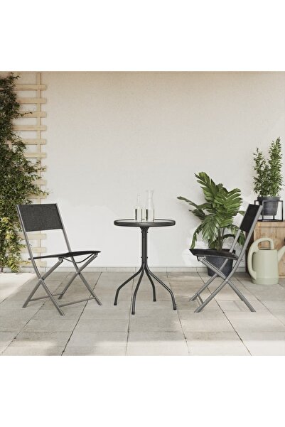 Concept Set mobilier de grădină, 3 piese, negru, oțel