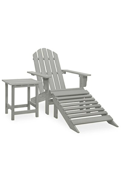 vidaxl Scaun de gradina Adirondack cu otoman & masa, gri, lemn brad