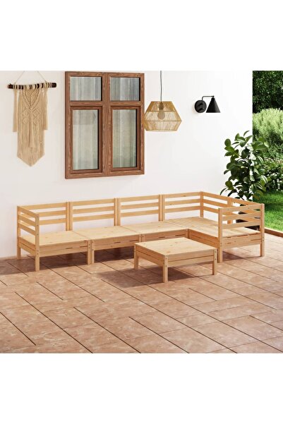 vidaxl Set mobilier de gradina, 6 piese, lemn masiv de pin