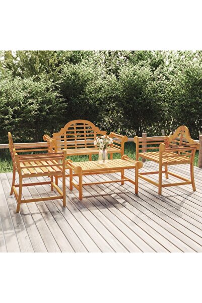 vidaxl Set mobilier de gradina, 4 piese, lemn masiv de tec