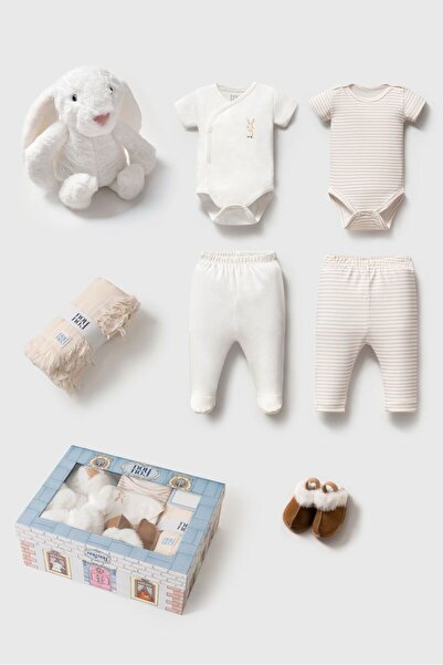 ministok 7 Piece Newborn Baby Set with Rabbit Toy 0-6 Months
