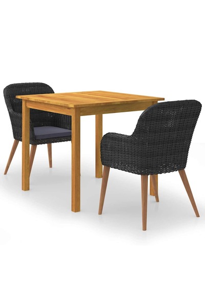 vidaxl Set mobilier de gradina, 3 piese, negru