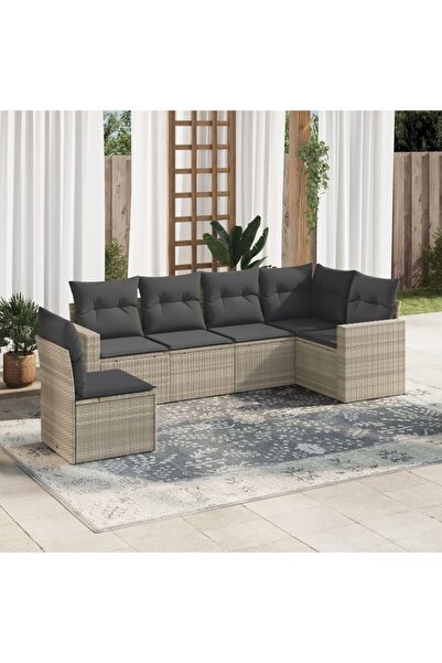 vidaxl Set canapele de gradina cu perne, 6 piese gri deschis poliratan