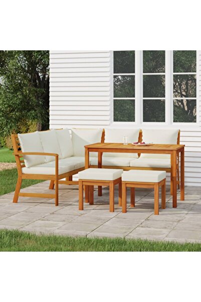 vidaxl Set mobilier gradina cu perne, 6 piese, lemn masiv acacia