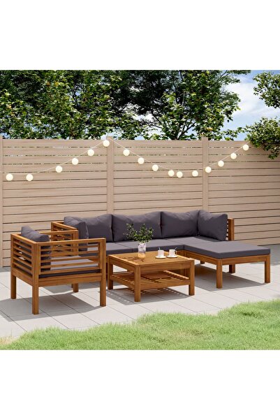vidaxl Set mobilier gradina cu perne, 6 piese, lemn masiv acacia