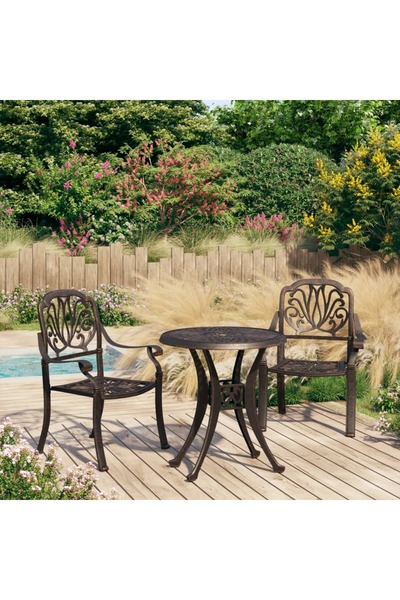 vidaxl Set mobilier bistro, 3 piese, bronz, aluminiu turnat