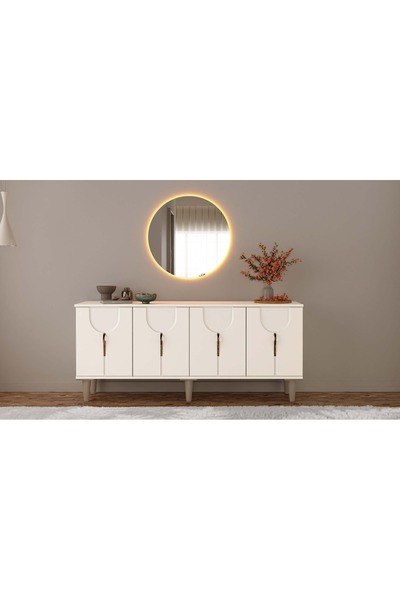 miracool Konsol & Led Işıklı Ayna Dahil / Çok Amaçlı Dolap / Komple MDF