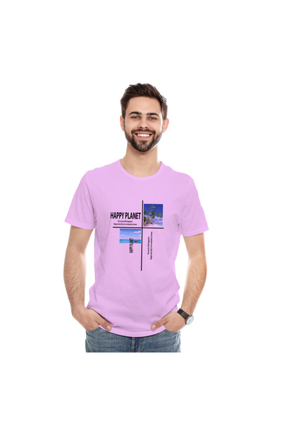 not Unisex Printed Design T-Shirt (Happy Planet)| For Couple | Round Neck Reg...