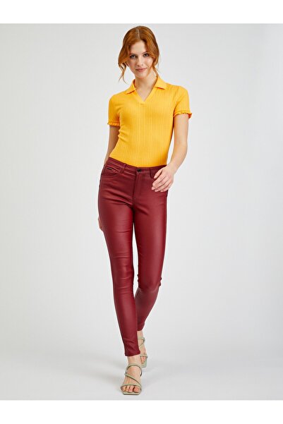 ORSAY Pantaloni de damă skinny fit bordo