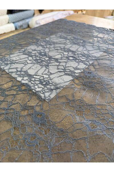 METERİAL Blue Color Courtly Thread Embroidered Stylish Lace Fabric - 145 cm W...