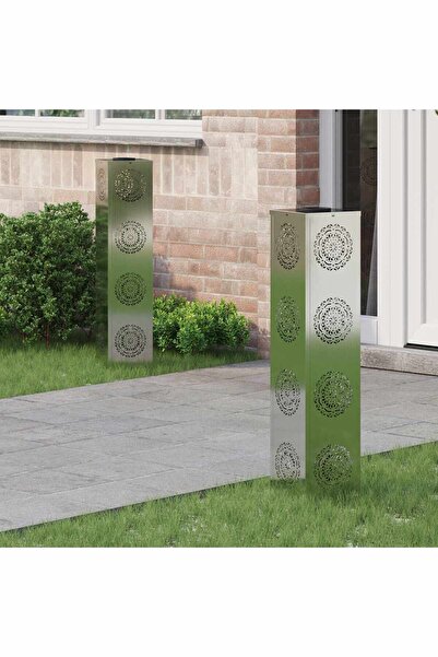 vidaxl Lumina LED Solara pentru Alei 2 pcs Argintiu OÈ›el galvanizat