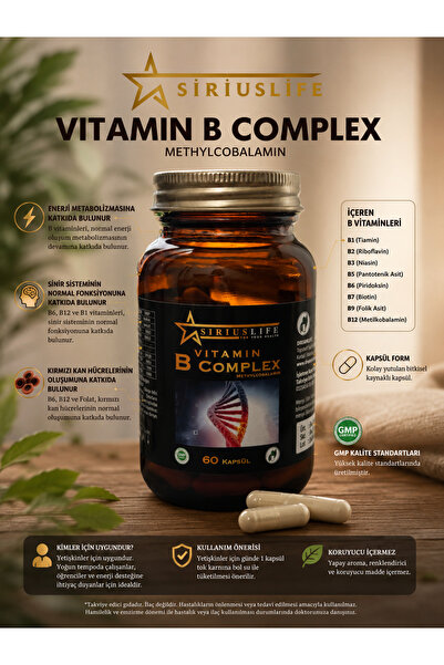 siriuslife Vitamin B Complex Methylcobolamin 60 kapsül