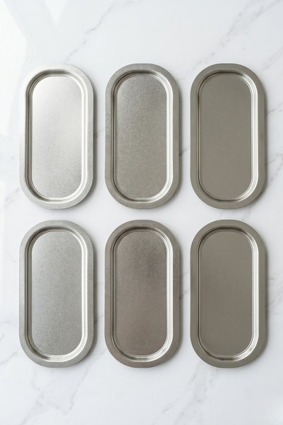 EVLE 6 Parça Baton Silver Gümüş Renk Metal Sunum Tepsisi, Gümüş Renk Servis Tepsisi, Sunumluk