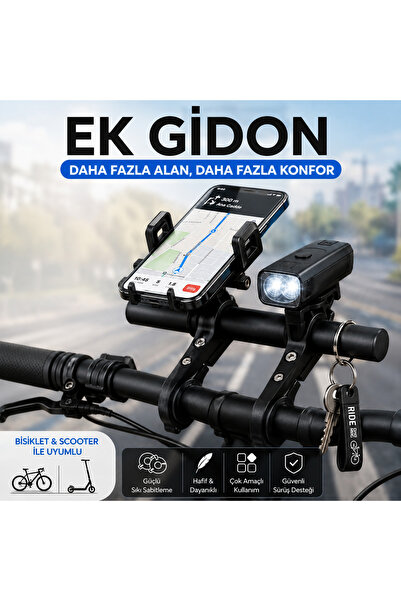 güvenlisepet Bisiklet Ek Gidon Elektrikli Scooter Ek Gidonu Çoğaltıcı Yardımcı Gidon 20 Cm Metal