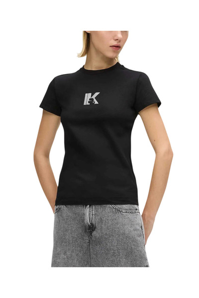 Karl Lagerfeld Γυναικείο Slim T-shirt Μαύρο Jeans B2W17064-999 BLACK
