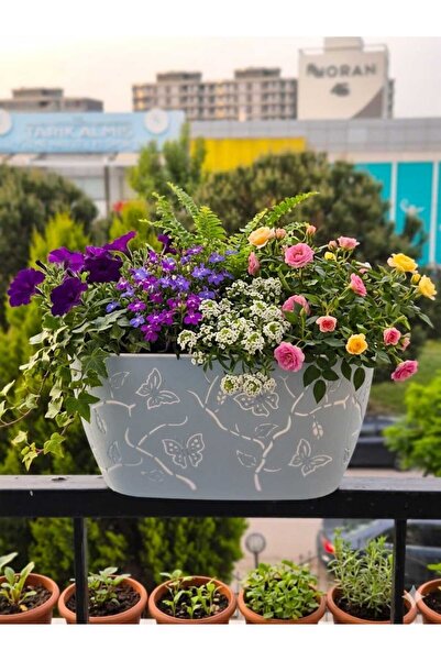 Alya Plastik PLASTİK 3D DESENLİ BALKON BAHÇE SAKSISI 1 NO 30X15 CM