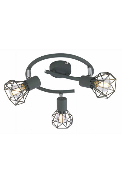 Candellux Verve 98-60990 Grey Metal Openwork Cage Ceiling Light, 3x E14 Socke...