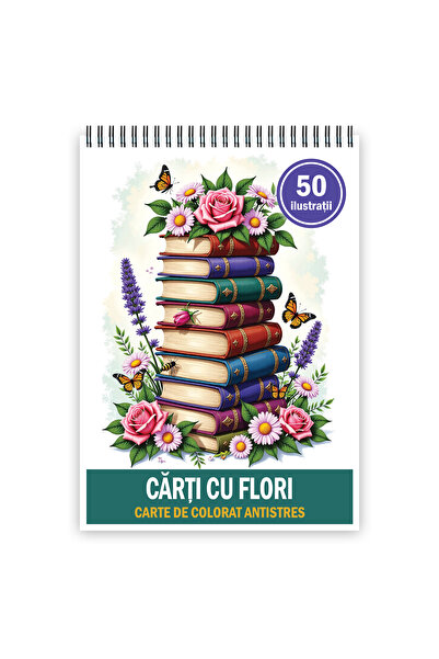 Legendary Gifts Carte de colorat, 50 de ilustratii Carti cu flori, 106 pagini...