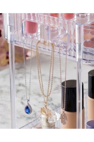 ASlife Home 2-Tier Acrylic Necklace Jewelry Hanger Makeup Organizer
