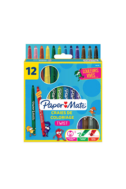 Paper-Mate Set de 12 creioane cerate răsucibile (suport din plastic tip ruj) ...