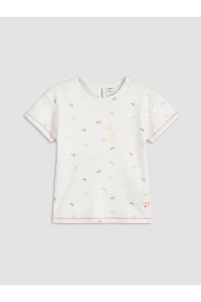 LC Waikiki Tricou de fete cu guler rotund și imprimeu cu funde