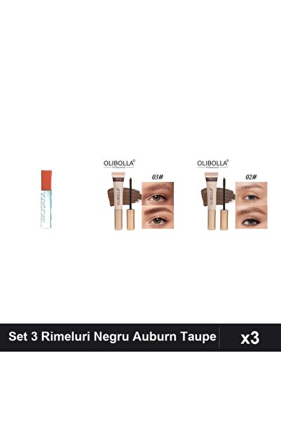 Makeup Set 3 Rimeluri Ushas & Olibolla, Negru Auburn Taupe, Machiaj Ochi și S...