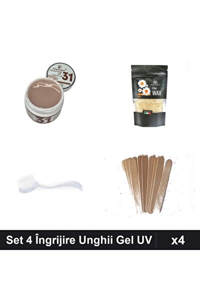 Makeup Set 4 Îngrijire Unghii Gel UV LED, Builder 15g, Ceară Epilare, Perie D...