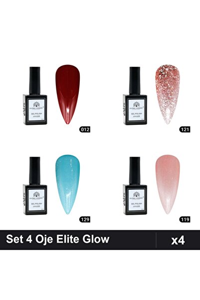Makeup Set 4 Oje Semipermanente Global Fashion Elite Glow 15ml, Nuante 012 12...