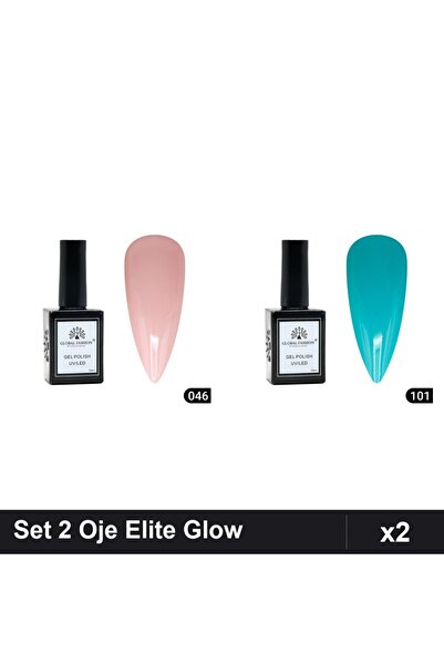 Makeup Set of 2 Global Fashion Elite Glow Semi-Permanent Nail Polish 15ml, Sh...
