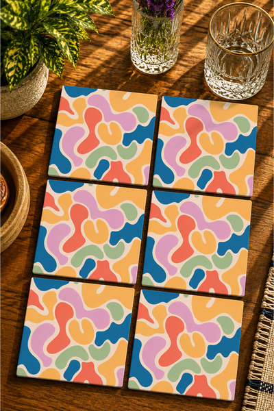 JHAAR Modern Design Set of 6 Coasters - Uv Printing Mdf - 10X10 cm