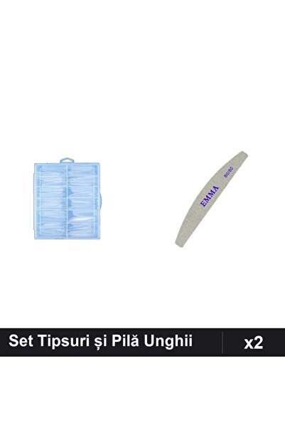 Makeup Set Îngrijire Unghii 2 Piese, 120 Tipsuri Reutilizabile + Pilă EMMA 10...