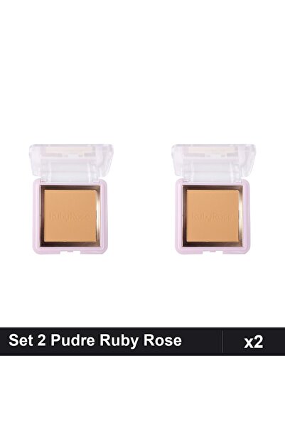 Makeup Set 2 Pudre Compacte Ruby Rose PC50, Pudra Facială Fixare Machiaj