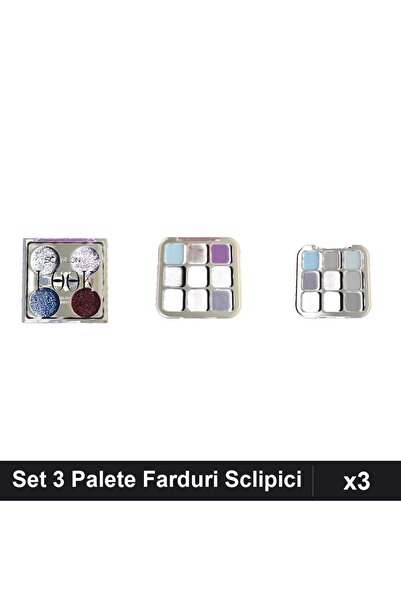 Makeup Set 3 Palete Farduri Scanlon & DoDo Rose, Nuante Sclipici, Machiaj Pro...
