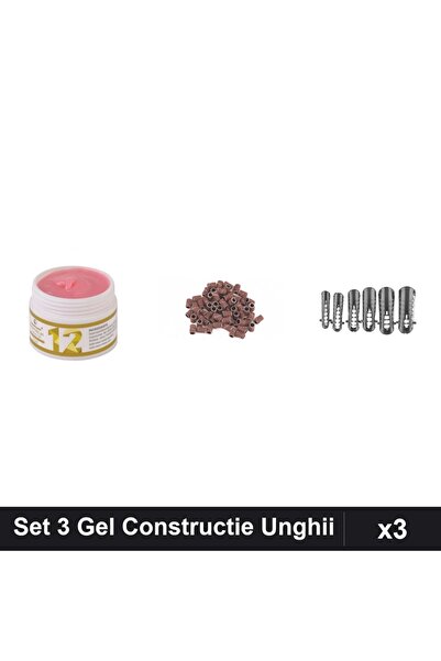 Makeup Set 3 Gel Constructie UV LED FSM 15g, Rezerve Smirghel 80, Tipsuri Reu...
