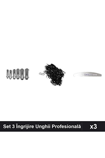 Makeup Set 3 Ingrijire Unghii: Tipsuri 120buc Nr.23, Pila Emma 100/180, Elast...