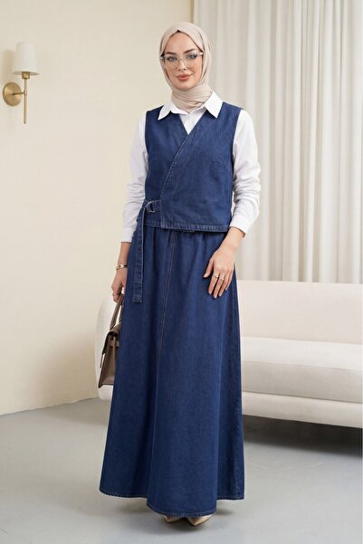 Modamorfo Side-Tie Vest Skirt Jeans Set -Laci