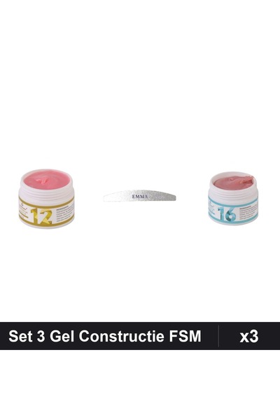 Makeup Set 3 Gel Constructie UV LED FSM 15g, Nuante 12 și 16, Pila Emma 120/1...