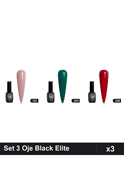 Makeup Set of 3 Semi-permanent Nail Polish Black Elite 8ml, Shades 120 283 29...