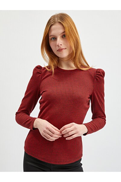 ORSAY Red women's patterned long-sleeve T-shirt