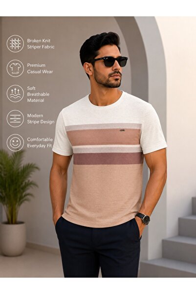 DİO Premium Broken Knit Striper T-Shirt for Men | Soft Breathable Casual Half...