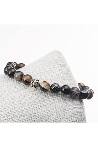 LADIN DOGALTAŞ Eye Agate Stone Silver Bracelet-8 mm