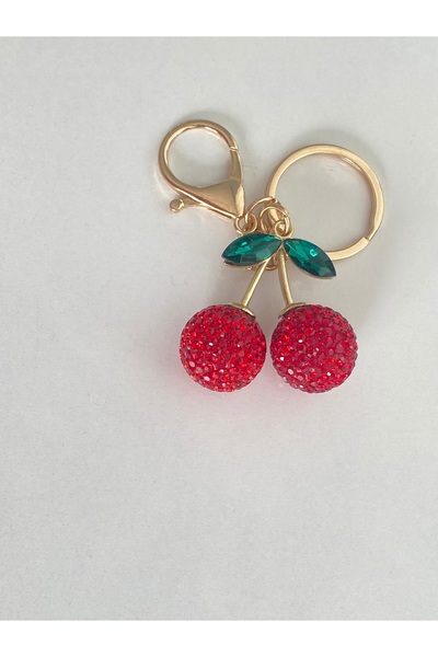 Ustaeller Bag Accessory and Keychain Red Color Stone Cherry Figure Keychain