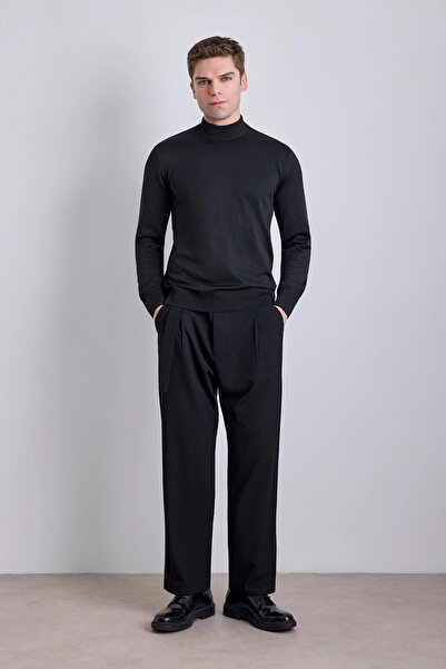 MARDA Buckle Belted Baggy Fit Fabric Trousers