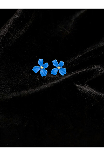 SR Jewelry Box Mavi Çiçek Küpe – Minimal Çiçek Figürlü Şık Günlük Küpe