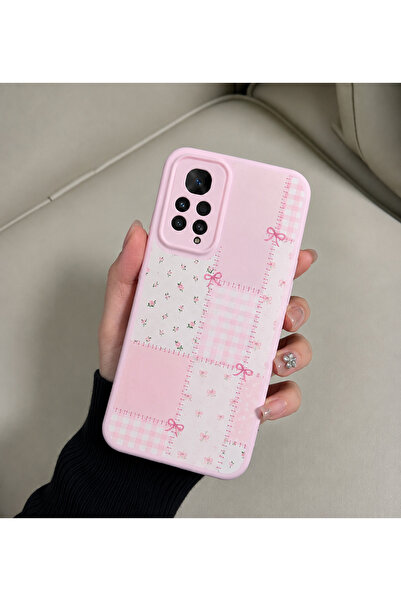 OVADA Redmi Note 11 Pro 4G/ 12PRO 4G Uyumlu Çiçek Ve Kurdele Desenli Kadife S...
