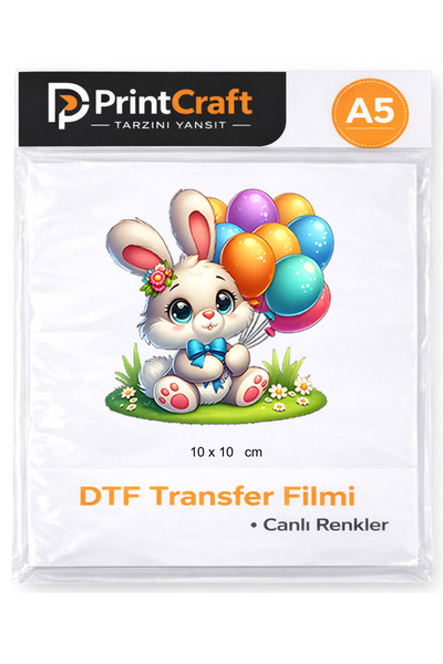 PRİNTCRAFT RENKLİ DÜŞLER ATÖLYESİ 10x10 cm Tavşan Modeli Ütü ile Yapışan DTF ...