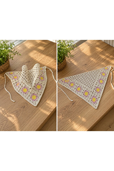 ÖZ Kare motifli üçgen bandana Yetişkin/Çocuk