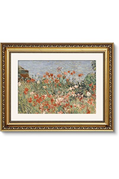 ALAYRA International Premium Garden Sea Sky Canvas Wall Art Gold Frame 50x70 ...