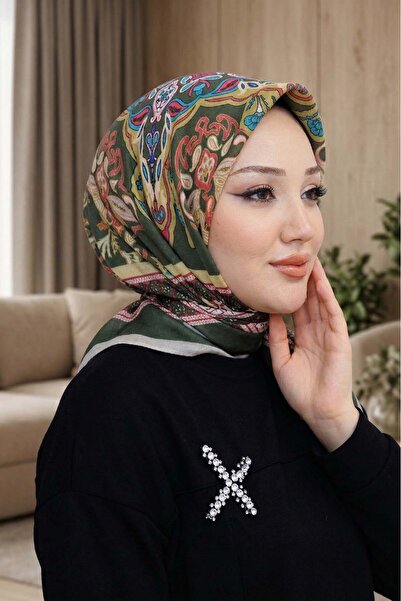 Big ModaEbrar وشاح ناعم منقوش - 046