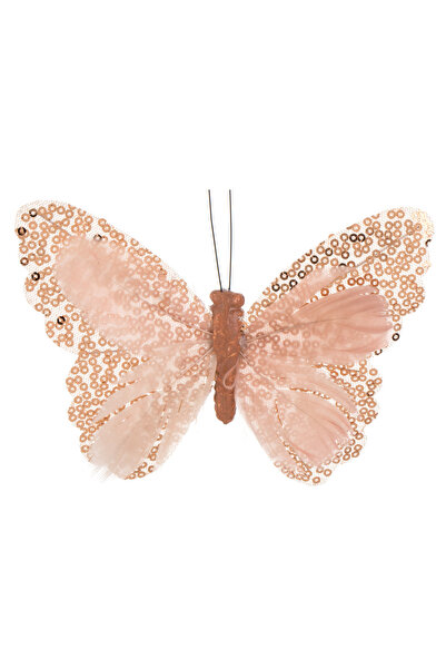Zumzeria Fluture decorativ roz-bej cu paiete pentru perdele 15cm